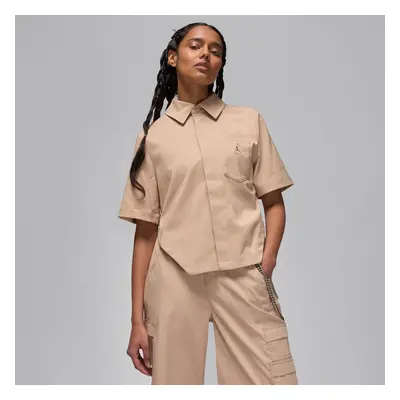 Jordan Wmns Woven Crop Top Legend Brown - Donne - Maglietta a maniche corte Jordan - Marrone - F