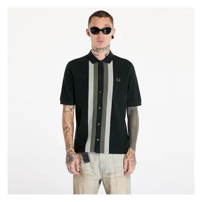 Maglietta FRED PERRY Panelled Button Through Polo Shirt Night Green