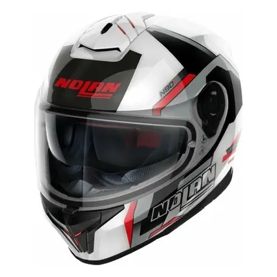 Nolan N80-8 Wanted N-Com Metal White Red/Black/Silver Casco