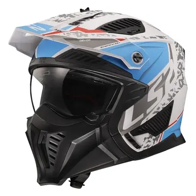 LS2 OF606 Drifter Devor Matt White/Blue Casco