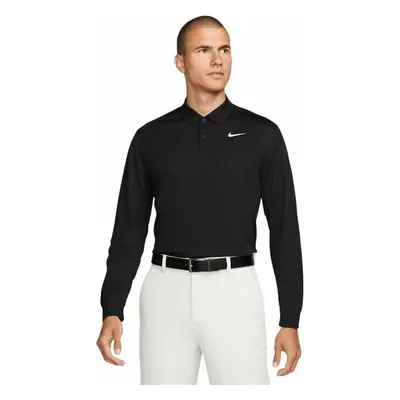 Nike Dri-Fit Victory Solid Mens Long Sleeve Black/White Polo