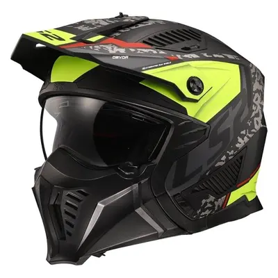 LS2 OF606 Drifter Devor Matt Black/Hi-Vis Yellow Casco