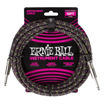 Ernie Ball Braided Instrument Cable Straight/Straight 18ft - Purple Py