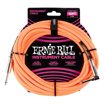 Ernie Ball 10' Braided Cable Neon Orange