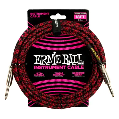 Ernie Ball Braided Instrument Cable 18' Red Black