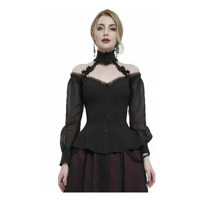 T-shirt gotica e punk donna - Black gothic shirt with open shoulders - DEVIL FASHION - SHT09501