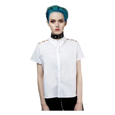 camicia da donna DISTURBIA - Abstract Crop - bianca