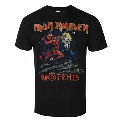 t-shirt metal uomo Iron Maiden - NOTB Run To The Hills Distress - ROCK OFF - IMTEE145MB