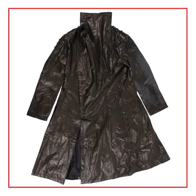 cappotto da uomo DEVIL FASHION - Villain Blues Punk Trench in Ecopelle - Marrone - DANNEGGIATO