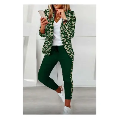 Completo Blazer E Pantaloni Con Stampa Nunzia, Verde Scuro