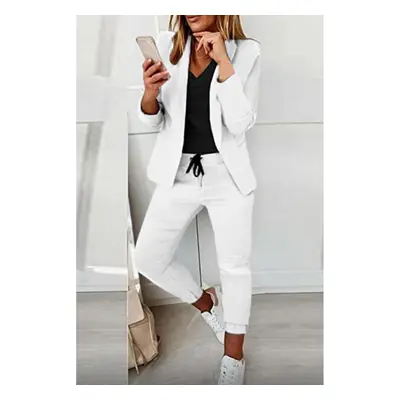 Completo Di Pantaloni E Blazer Elegante Estrena, Bianco