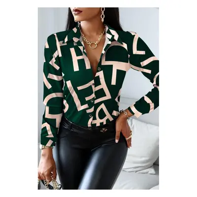 Blusa Elegante Con Stampa Lettere Medelina, Verde