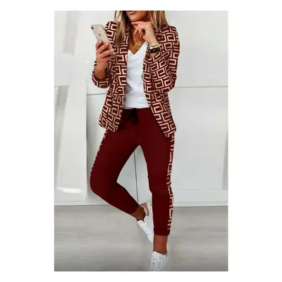 Completo Pantalone Con Stampa Blazer Nunzia, Bordeaux