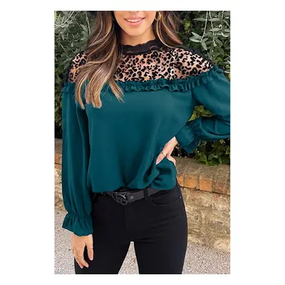 Blusa Elegante Con Volant, Petrolio