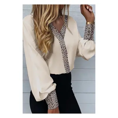 Blusa Elegante Con Stampa Leopardata Polina, Beige