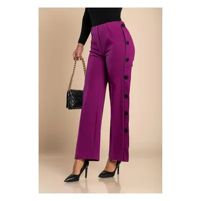 Pantalone Elegante Con Bottoni, Fucsia