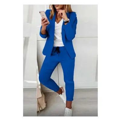 Completo Monocromatico Elegante Pantalone E Blazer Estrena, Blu