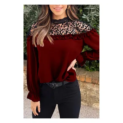 Blusa Elegante Con Volant, Bordeaux