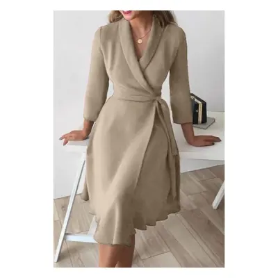 Abito Elegante Ad Incrocio Con Maniche 3/4 Imogena, Beige