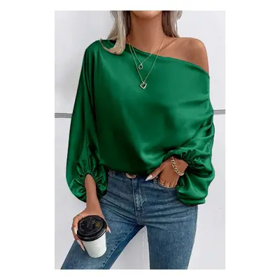 Blusa Elegante Con Scollo Asimmetrico, Verde