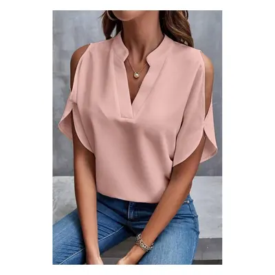 Blusa Elegante Ampia Con Scollo A "V", Colore Rosa Chiaro