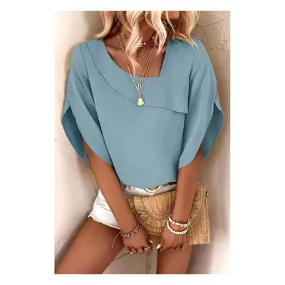 Blusa Elegante Ampia Con Scollo Asimmetrico, Menta