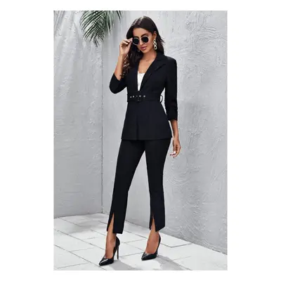 Completo Giacca E Pantaloni Eleganti Con Cintura, Nero