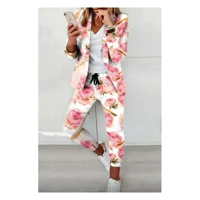 Completo Giacca E Pantaloni Eleganti Con Stampa Floreale Strena, Bianco/Stampa