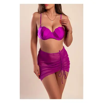 Completo Costume Da Bagno Pezzi, Viola