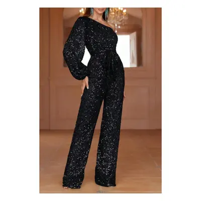 Elegante Tuta Con Paillettes, Nera