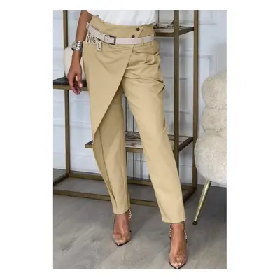 Pantaloni Eleganti Con Volant, Beige