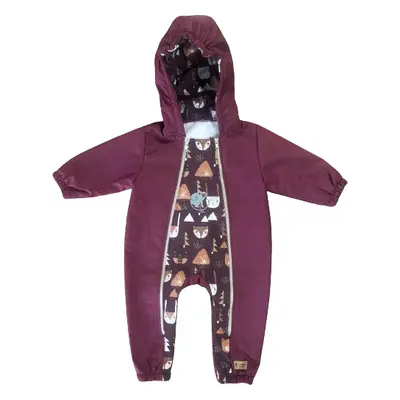 Monkey Mum® Tuta invernale in softshell con pelliccia per bambini - Cappuccetto bordeaux nella f