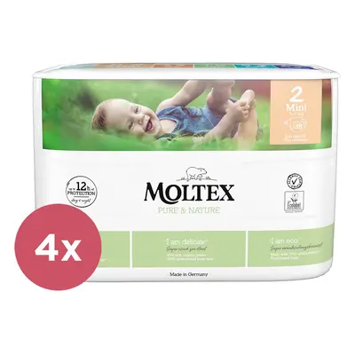 4x MOLTEX Pure & Nature Pannolini Usa e Getta Mini (3-6 kg) pz - PACK ECONOMY