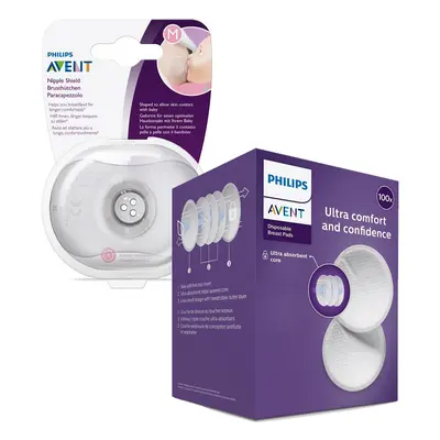 Philips AVENT Proteggi capezzoli - medio pz + scatola sterile + Coppette assorbilatte monouso pz