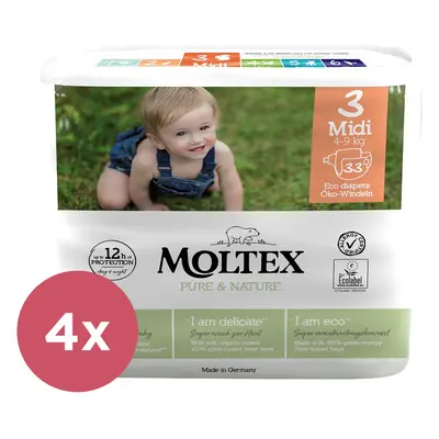 4x MOLTEX Pure&Nature Pannolini Usa e Getta Midi (4-9 kg) pz - PACK ECONOMY