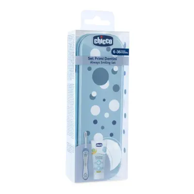 CHICCO Set spazzolino e dentifricio in astuccio Sempre sorridente - azzurro, 6m+