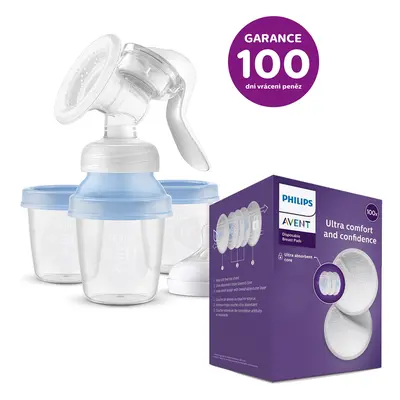 Tiralatte Philips AVENT. latte manuale con sistema VIA + Coppette assorbilatte monouso pz