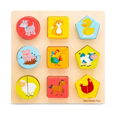 Puzzle con inserti in legno - forme e animali