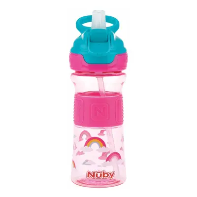 NUBY Borraccia sportiva con cannuccia morbida pieghevole ml, rosa, 3+