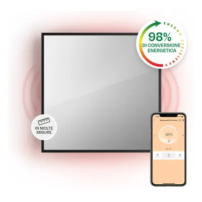 Klarstein Stufa intelligente 2-in-1 La Palma Termoconvettore a infrarossi 60x60cm 500W Specchio 