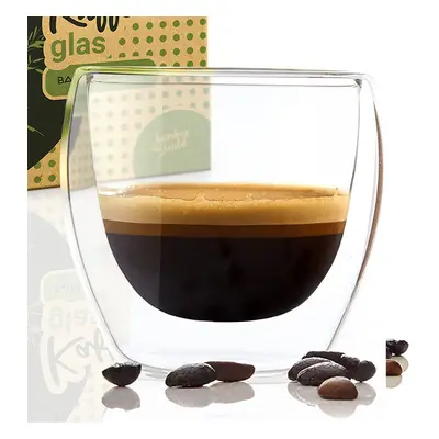 Bambuswald Bicchiere da caffe, ml, fatto a mano, in vetro borosilicato