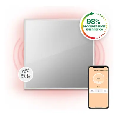 Klarstein Stufa intelligente 2-in-1 La Palma Termoconvettore a infrarossi 60x60cm 500W Specchio 