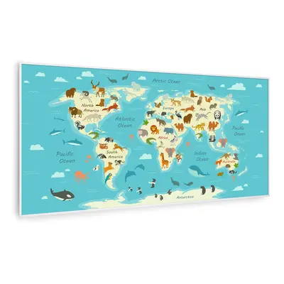 Klarstein Wonderwall Air Art Smart Riscaldatore a infrarossi Mappa con animali 120x60cm 700W