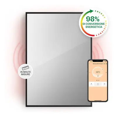 Klarstein Stufa intelligente 2-in-1 La Palma Termoconvettore a infrarossi 85x60cm 750W Specchio 