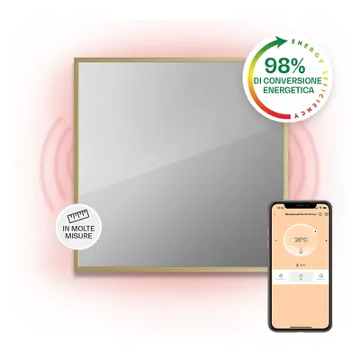 Klarstein Stufa intelligente 2-in-1 La Palma Termoconvettore a infrarossi 60x60cm 500W Specchio 