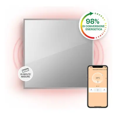 Klarstein Stufa intelligente 2-in-1 La Palma Termoconvettore a infrarossi 60x60cm 500W Specchio 