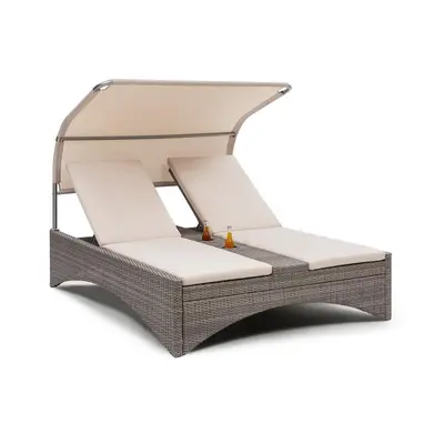 Blumfeldt Eremitage Double Lounger lettino da sole per persone in alluminio/rattan talpa