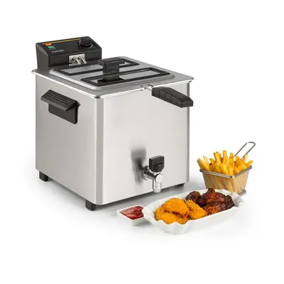 Klarstein Family Fry Friggitrice 3000W Oil Drain Technology Acciaio Inox argento