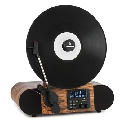 Auna Verticalo SE DAB Giradischi Rétro DAB+ FM USB BT AUX legno