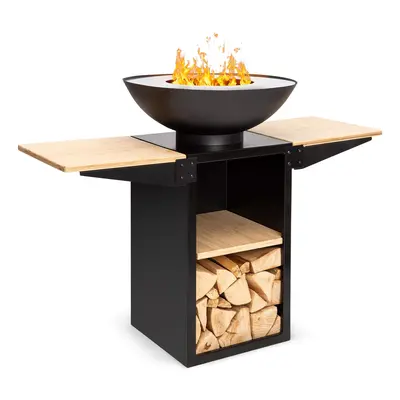 Blumfeldt Savage 2.0 Tall braciere con grill incl. tavolini laterali in bambu Copertura dalle in